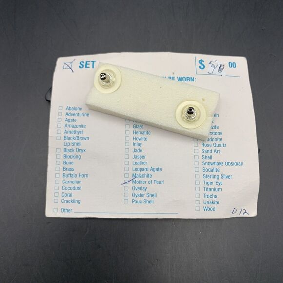 Karla Jordan Pendant Necklace Pierced Earrings Set Mother of Pearl Big Vintage - Picture 10 of 10